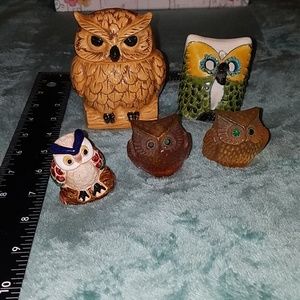 Vintage set of 5 owls